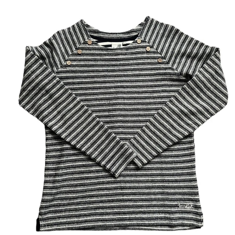 Weird Fish Jumper Womens Size 12 UK Striped With Button Accents - Picture 1 of 9
